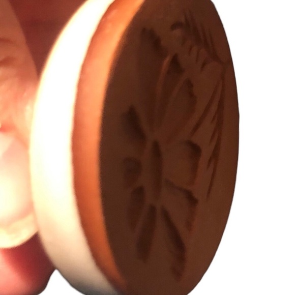 Vintage Terracotta 2” Butter Or Cookie Press Ceram Vintage Clay Butterfly Flower - Picture 6 of 10
